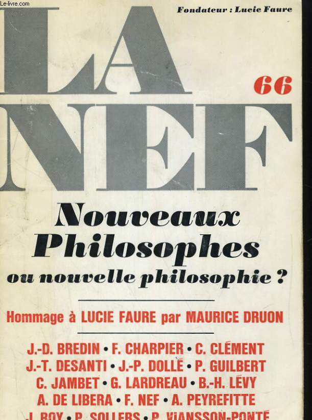 NOUVEAUX PHILOSOPHES OU NOUVELLE PHILOSOPHIE? CAHIER N66