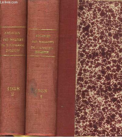 ARCHIVES DES MALADIES DE L'APPAREIL DIGESTIF ET DES MALADIES DE LA NUTRITION TOME 47 EN 2 VOLUMES