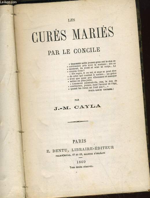 LES CURES MARIES PAR LE CONCILE