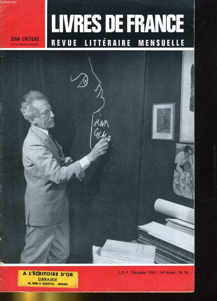 LIVRES DE FRANCE 14e ANNEE N10. JEAN COCTEAU...