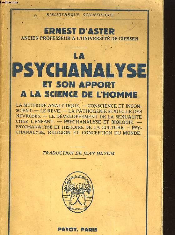 LA PSYCHANALYSE ET SON APPORT A LA SCIENCE DE L'HOMME