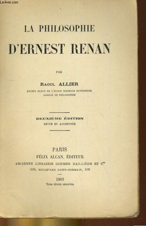 LA PHILOSOPHIE D'ERNEST RENAN