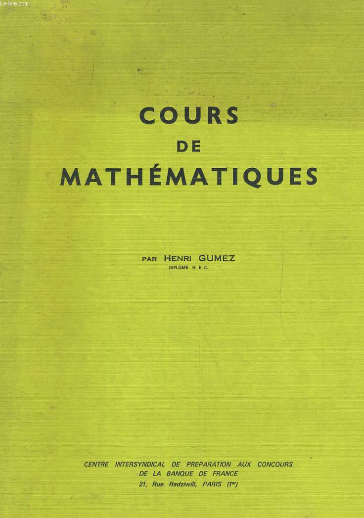 COURS DE MATHEMATIQUES