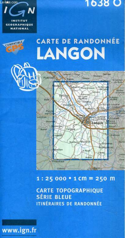 CARTE DE RANDONNEE N1638 O. LANGON. 1 : 25 000
