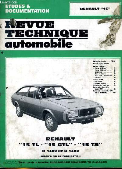 REVUE TECHNIQUE AUTOMOBILE. RENAULT 