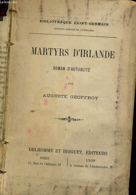MARTYRS D'IRLANDE, ROMAN D'ACTUALITE