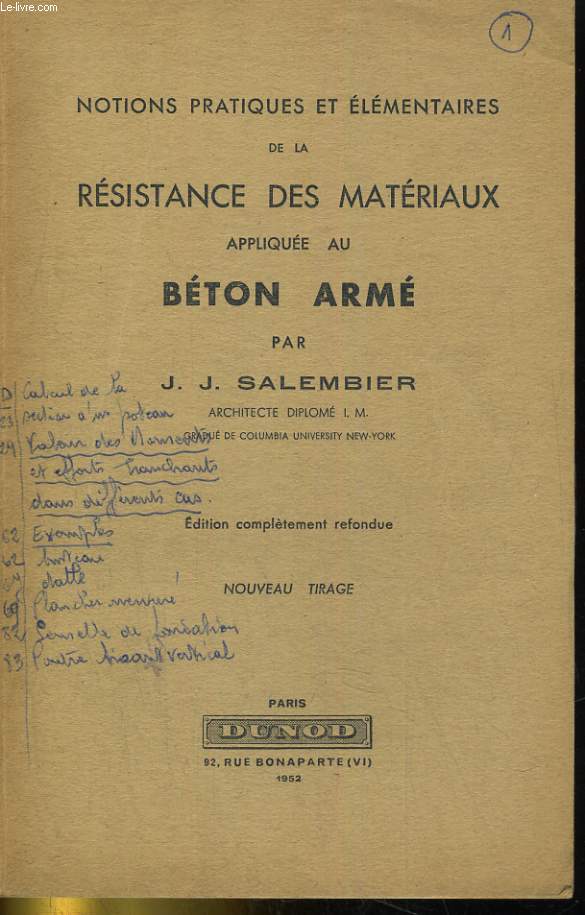 NOTIONS PRATIQUES ET ELEMENTAIRES DE LA RESISTANCE DES MATERIAUX APPLIQUEE AU BETON ARME