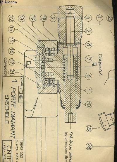 LOT DE DESSINS TECHNIQUE SUR UN PORTE DIAMANT, UNE POMPE G.P., MANIVELLE.. + EXPLICATION DES DEVOIRS DES DESSIN.