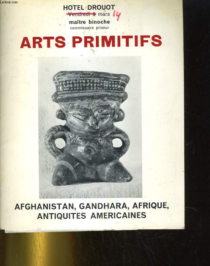 CATALOGUE DE VENTES AUX ENCHERES. ARTS PRIMITIFS, ANTIQUITES AMERICAINES, ART NEGRE, TABLEAUX NAIFS HOTEL DROUOT, LE 14 MARS