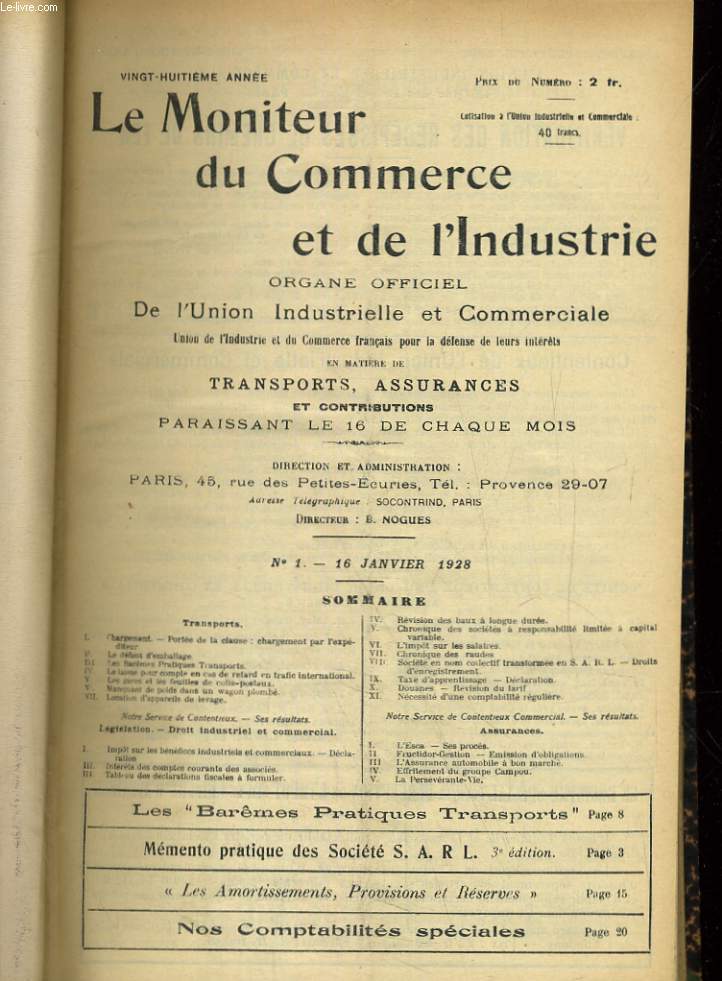 LE MONITEUR DU COMMERCE ET DE L'INDUSTRIE VINGT-HUITIEME ANNEE DU N 1 AU N12