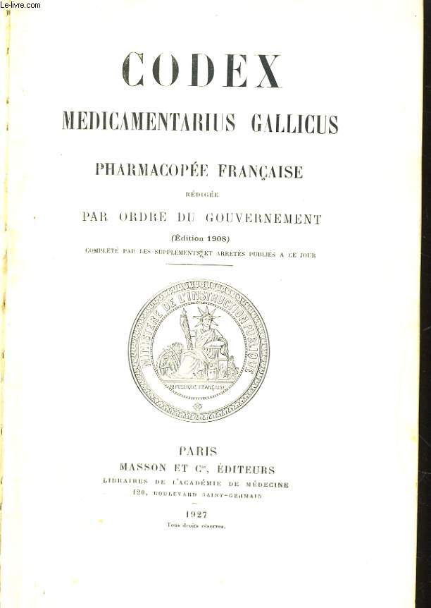 CODEX MEDICAMENTARIUS GALLICUS PHARMACOPEE FRANCAISE