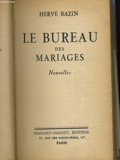 LE BUREAU DES MARIAGES. NOUVELLES