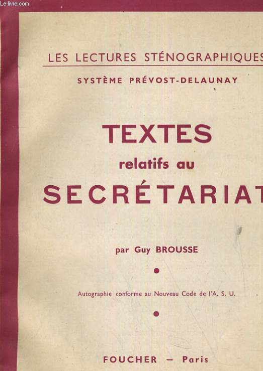 TECTES RELATIFS AU SECRETARIAT