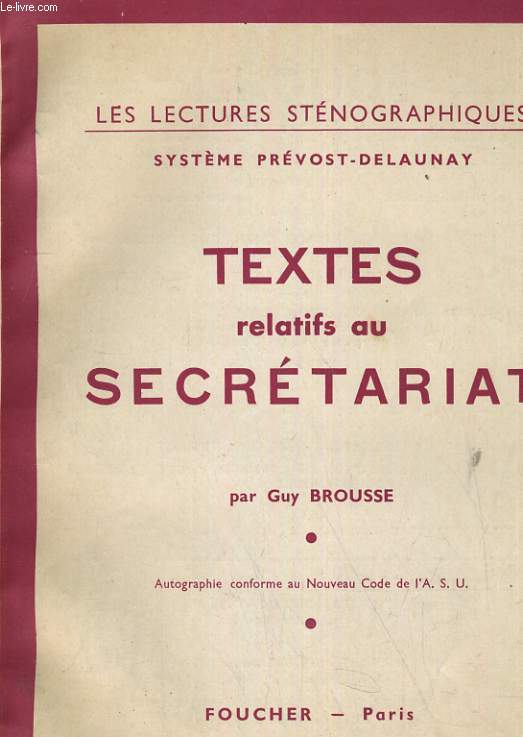 TECTES RELATIFS AU SECRETARIAT