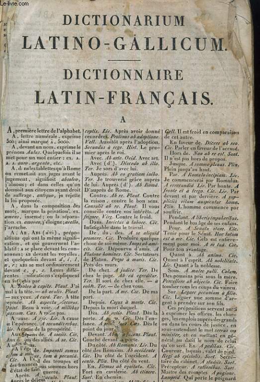 DICTIONARIUM LATINO-GALLICUM / DICTIONNAIRE LATIN-FRANCAIS