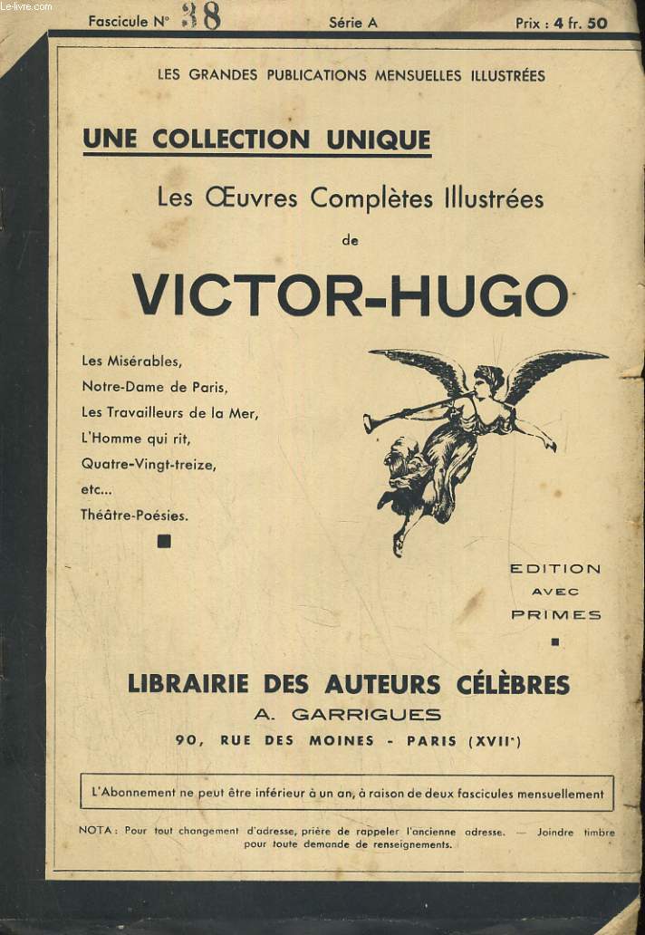 LES OEUVRES COMPLETES ILLUSTREES DE VICTOR HUGO. FASCICULE N38.