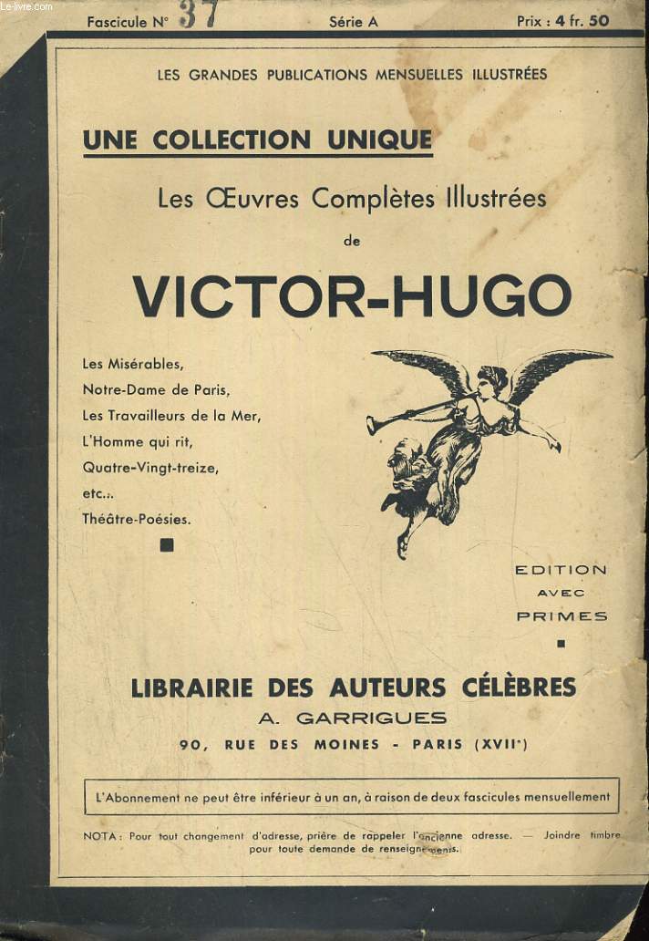 LES OEUVRES COMPLETES ILLUSTREES DE VICTOR HUGO. FASCICULE N37.