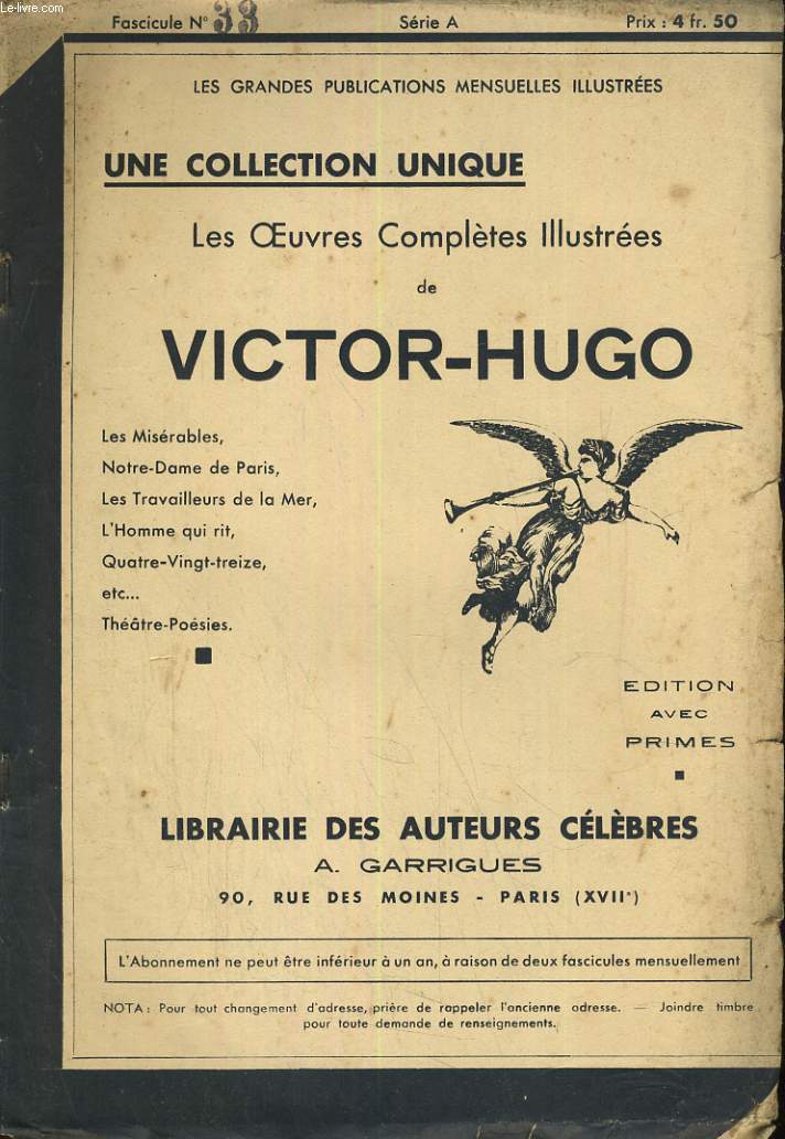 LES OEUVRES COMPLETES ILLUSTREES DE VICTOR HUGO. FASCICULE N33.