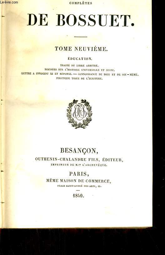 HISTOIRE DU BOSSUET TOME 1 A 20