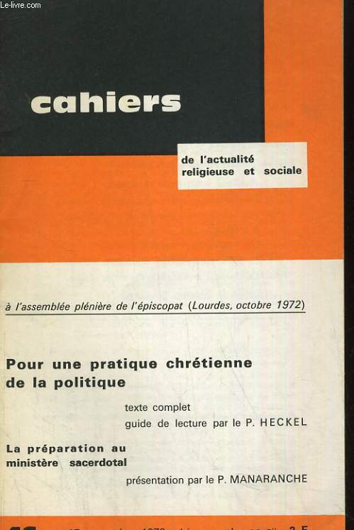 CAHIER DE L'ACTUALITE RELIGIEUSE ET SOCIAL N 46