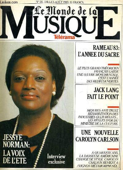 LE MONDE DE LA MUSIQUE, N 58, JUILLET-AOUT 1983
