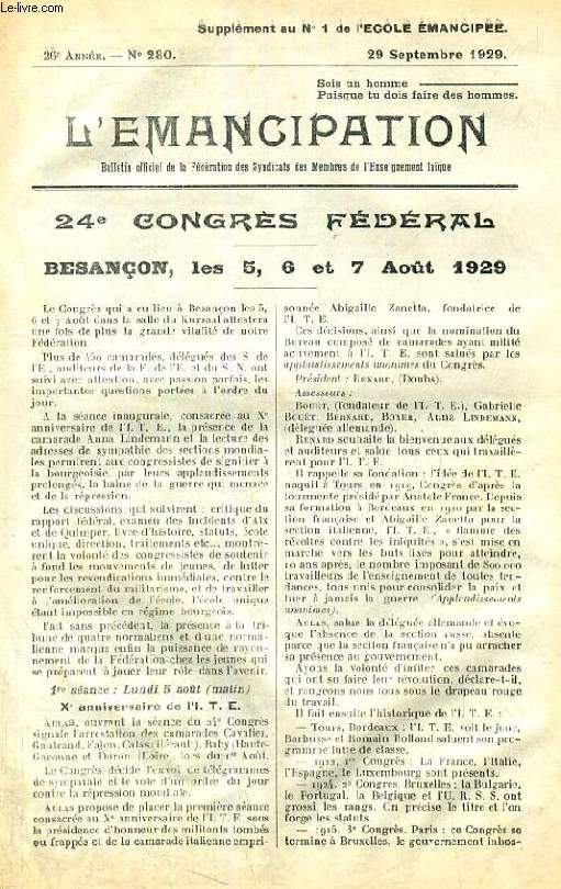 L'EMANCIPATION, 26e ANNEE, N 280  294, SEPT. 1929  JUIN 1930