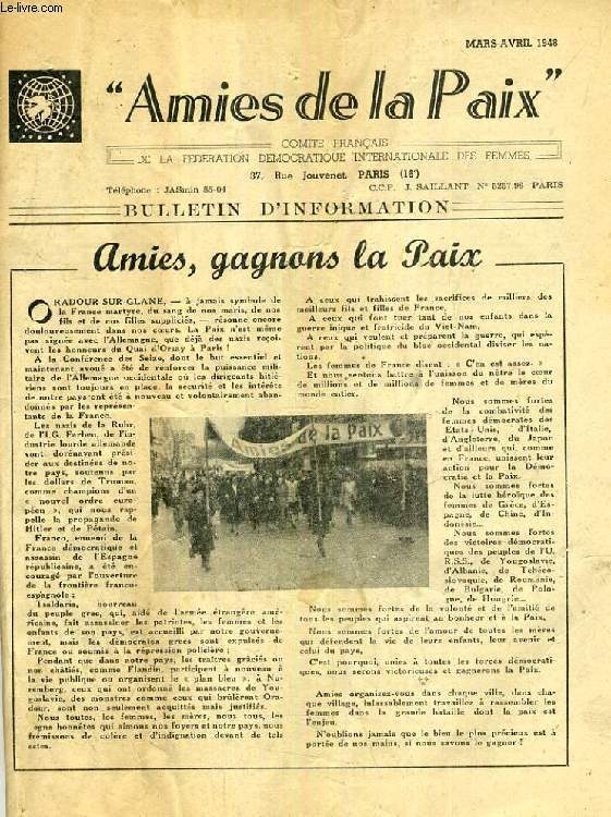 AMIES DE LA PAIX, MARS-AVRIL 1948