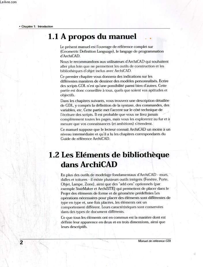 MANUEL DE REFERENCE GDL / ARCHICARD 5.0 GUIDE DE REFERENCE