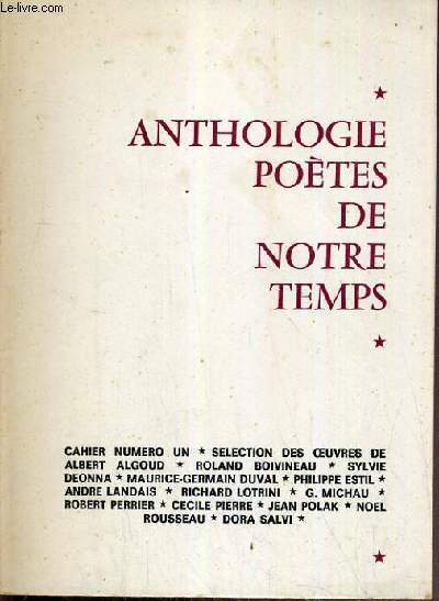 ANTHOLOGIE POETES DE NOTRE TEMPS - - LES CAHIERS POETES DE NOTRE TEMPS N359.