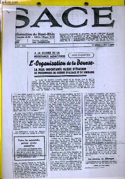SACE - INFORMATION DU HAUT-RHIN - JUIN 1946.