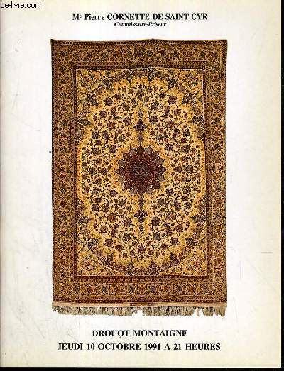 CATALOGUE DE VENTE AUX ENCHERES - DROUOT MONTAIGNE - PRECIEUX TAPIS D'ORIENT - TAPIS CAUCASIENS - 10 OCTOBRE 1991.