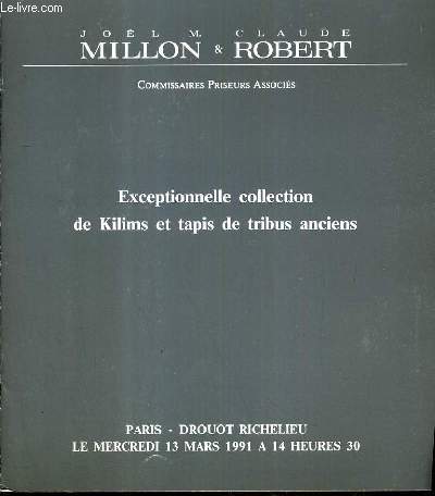 CATALOGUE DE VENTE AUX ENCHERES - DROUOT RICHELIEU - EXCEPTIONNELLE COLLECTION DE KILIMS ET TAPIS DE TRIBUS ANCIENS - SALLE 7 - 13 MARS 1991.