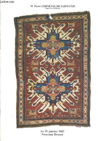 CATALOGUE DE VENTE AUX ENCHERES - NOUVEAU DROUOT - TAPIS CAUCASIENS DU XIXe SIECLE - TAPIS PERSANS FIN XXe SIECLE - SALLE 2 - 19 JANVIER 1985.