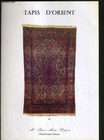 CATALOGUE DE VENTE AUX ENCHERES - NOUVEAU DROUOT - TAPIS D'ORIENT - SALLE 7 - 14 OCTOBRE 1984.