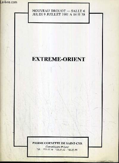 CATALOGUE DE VENTE AUX ENCHERES - NOUVEAU DROUOT - EXTREME-ORIENT - SALLE 6 - 9 JUILLET 1981.