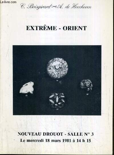 CATALOGUE DE VENTE AUX ENCHERES - NOUVEAU DROUOT - EXTREME ORIENT - SALLE 3 - 18 MARS 1981.