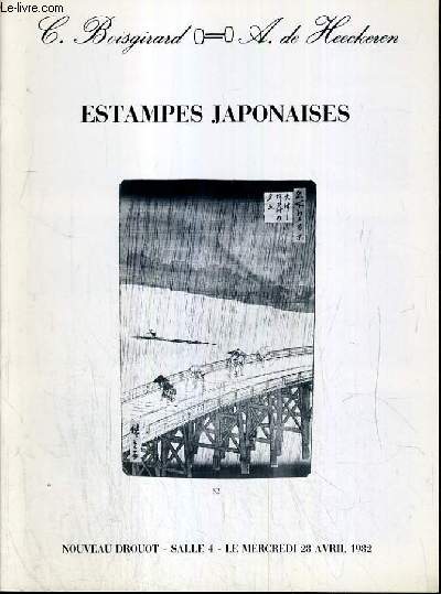 CATALOGUE DE VENTE AUX ENCHERES - NOUVEAU DROUOT - ESTAMPES JAPONAISES - SALLE 4 - 28 AVRIL 1982.