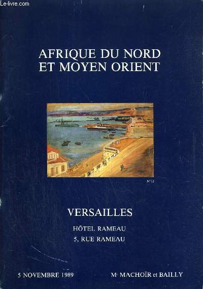 CATALOGUE DE VENTE AUX ENCHERES - HOTEL RAMEAU - AFRIQUE DU NORD ET MOYEN ORIENT - VERSAILLES - 5 NOVEMBRE 1989.