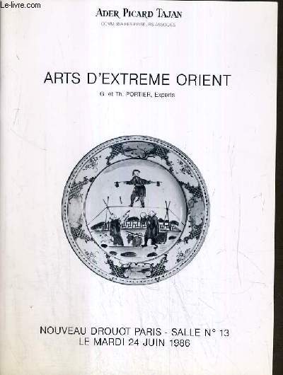 CATALOGUE DE VENTE AUX ENCHERES - NOUVEAU DROUOT - ART D'EXTREME-ORIENT - IVOIRE - BOIS SCULPTE - ARTS PRIMITIFS - AFRIQUE - OCEANIE ET DIVERS - SALLE 13 - 23 et 24 JUIN 1986.