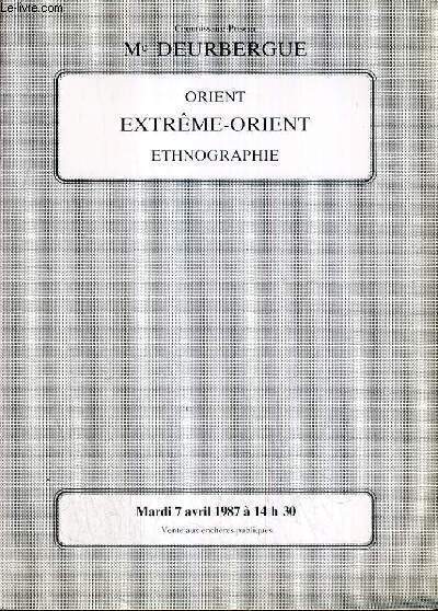 CATALOGUE DE VENTE AUX ENCHERES - DROUOT - ORIENT - EXTREME-ORIENT - ETNOGRAPHIE - SALLE 9 - 7 AVRIL 1987.
