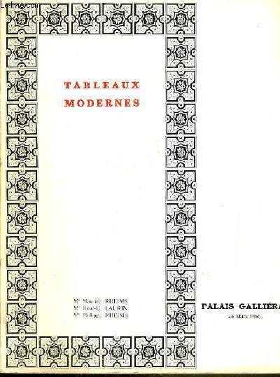 CATALOGUE DE VENTE AUX ENCHERES - PALAIS GALLIERA - TABLEAUX MODERNES - DESSINS ET AQUARELLES - 26 MARS 1966.