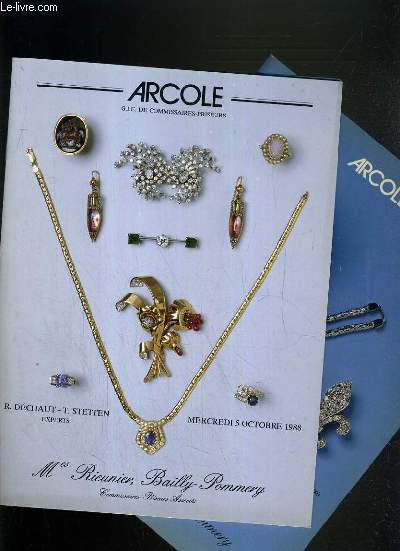 LOT DE 2 CATALOGUES DE VENTE AU ENCHERE - DROUOT RICHELIEU DROUOT - BEAUX BIJOUX ANCIENS ET MODERNES - OBJETS DE VITRINE - ORFEVRERIE ANCIENNE - 5 OCT. 1988 et 7 NOV. 1990