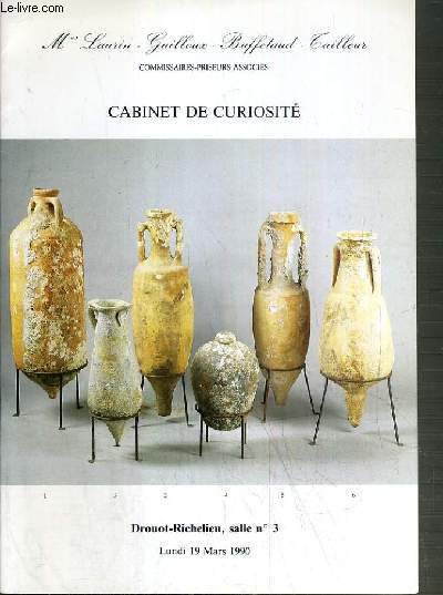 CATALOGUE DE VENTE AUX ENCHERES - CABINET DE CURIOSITE - SALLE 3 - 19 MARS 1990.