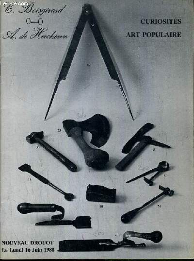 CATALOGUE DE VENTE AUX ENCHERES - NOUVEAU DROUOT - CURIOSITE - ART POPULAIRE - SALLE 14 - 16 JUIN 1980.