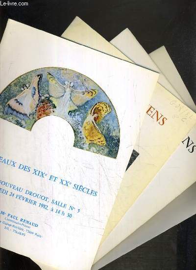 LOT DE 4 CATALOGUES DE VENTE AUX ENCHERES - NOUVEAU DROUOT - TABLEAUX DES XIXe et XXe SIECLES - 24 FEV, 28 JUIN 1982 - 15 MARS, 18 NOV. 1983.