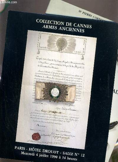 LOT DE 2 CATALOGUES DE VENTE AUX ENCHERES - DROUOT RICHELIEU - CANNES - ARMES ANCIENNES - SALLE 12 - 4 JUILLET 1990.