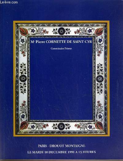 CATALOGUE DE VENTE AUX ENCHERES - DROUOT MONTAIGNE - TABLEAUX ANCIENS - MARINE - ARMES ET SOUVENIRS HISTORIQUES - MEUBLES ET OBJETS D'ART - 10 DECEMBRE 1991.