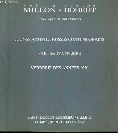 CATALOGUE DE VENTE AUX ENCHERES - DROUOT RICHELIEU - JEUNES ARTISTES RUSSES CONTEMPORAINS - PARTIES D'ATELIERS - VERRERIE DES ANNEES 1950 - SALLE 11 - 11 JUILLET 1990.