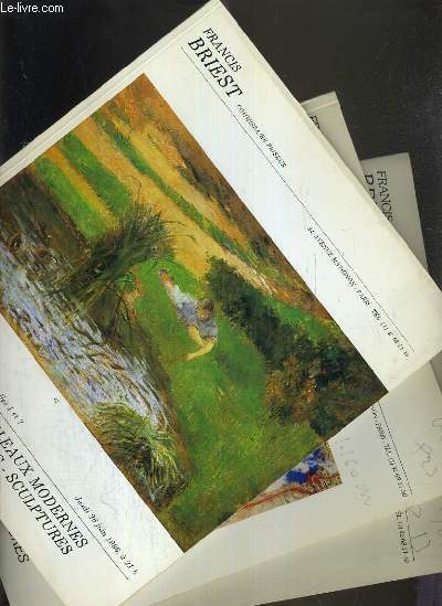 LOT DE 3 CATALOGUES DE VENTE AUX ENCHERES - NOUVEAU DROUOT - IMPORTANTS TABLEAUX MODERNES ET CONTEMPORAINS - SCULPTURES - 26 JUIN - 5 et 6 DECEMBRE 1986.