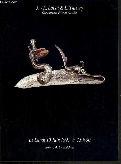 CATALOGUE DE VENTE AUX ENCHERES - DROUOT RICHELIEU - COLLECTION DE MONSIEUR ANDRE FRANCESCHINI - SOUVENIRS HISTORIQUES - PISTOLETS - PISTOLETS-EPROUVETTES A SILEX - ARMES REGLEMENTAIRES DE LA MANUFACTURE DE VERSAILLES - SALLE 1 - 10 JUIN 1991.